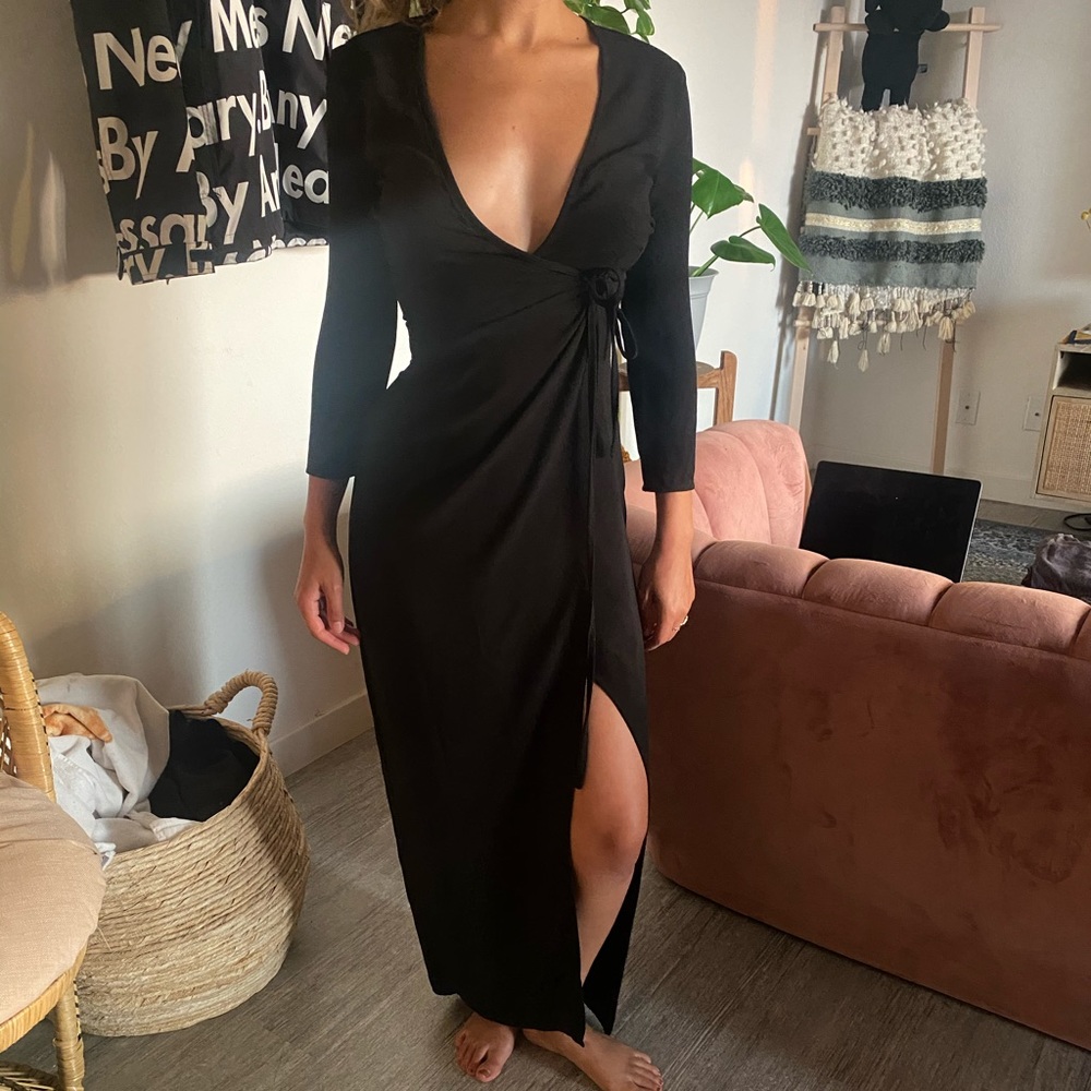 American apparel black cross tie dress sold!